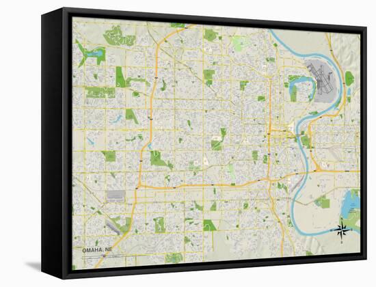 Political Map of Omaha, NE-null-Framed Stretched Canvas