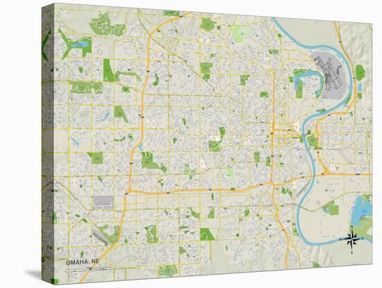 Political Map of Omaha, NE-null-Stretched Canvas