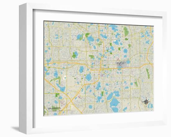 Political Map of Orlando, FL-null-Framed Art Print