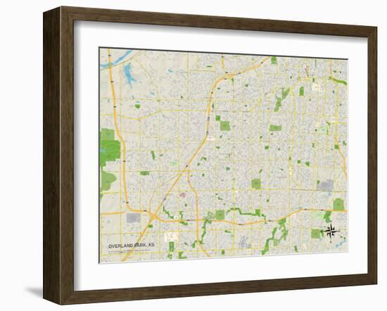 Political Map of Overland Park, KS-null-Framed Art Print