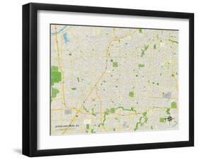 Political Map of Overland Park, KS-null-Framed Art Print