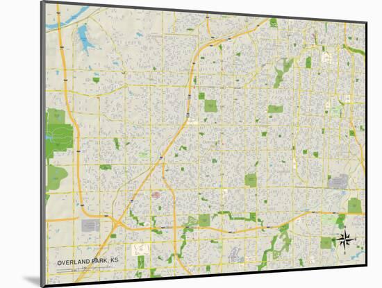 Political Map of Overland Park, KS-null-Mounted Art Print