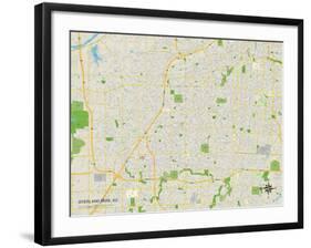 Political Map of Overland Park, KS-null-Framed Art Print