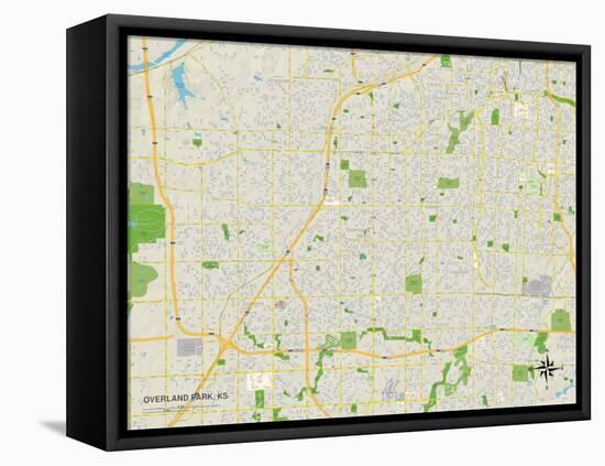 Political Map of Overland Park, KS-null-Framed Stretched Canvas