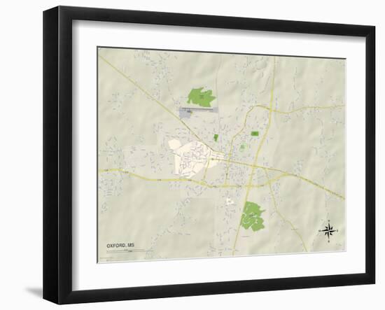 Political Map of Oxford, MS-null-Framed Art Print