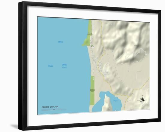 Political Map of Pacific City, OR-null-Framed Art Print