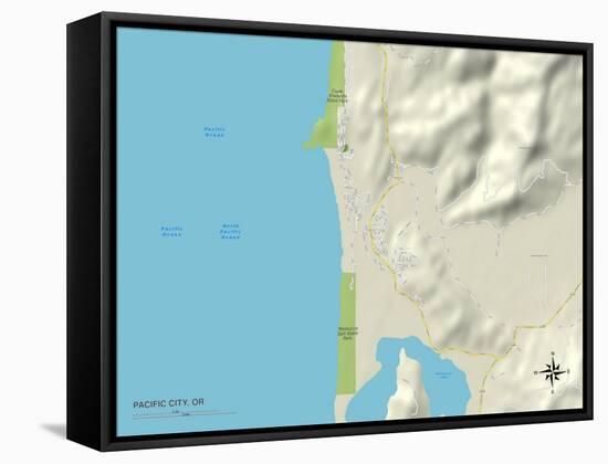 Political Map of Pacific City, OR-null-Framed Stretched Canvas