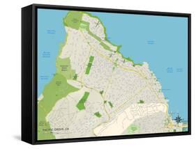 Political Map of Pacific Grove, CA-null-Framed Stretched Canvas