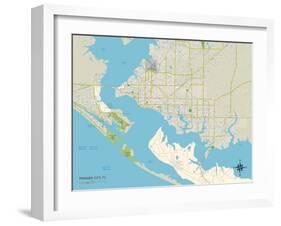 Political Map of Panama City, FL-null-Framed Art Print