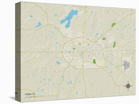 Political Map of Paris, TX-null-Stretched Canvas