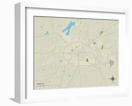 Political Map of Paris, TX-null-Framed Art Print