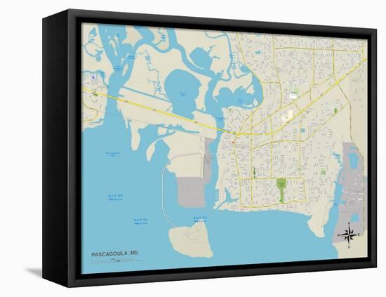 Political Map of Pascagoula, MS-null-Framed Stretched Canvas