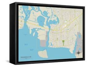 Political Map of Pascagoula, MS-null-Framed Stretched Canvas