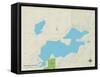 Political Map of Paw Paw Lake, MI-null-Framed Stretched Canvas