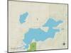 Political Map of Paw Paw Lake, MI-null-Mounted Art Print