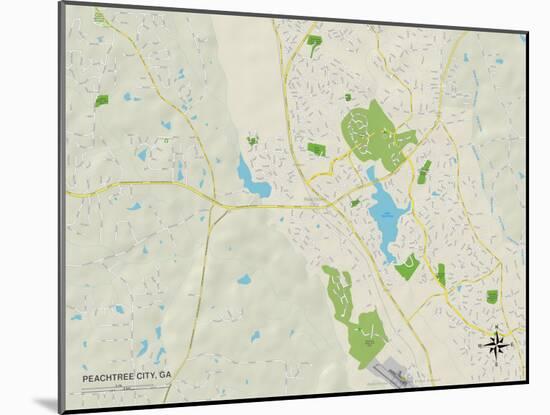 Political Map of Peachtree City, GA-null-Mounted Art Print