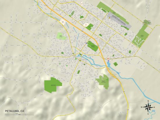 'Political Map of Petaluma, CA' Print | AllPosters.com 'Political Map of Petaluma, CA' Print | AllPosters.com