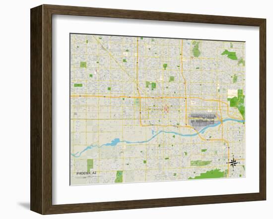 Political Map of Phoenix, AZ-null-Framed Art Print