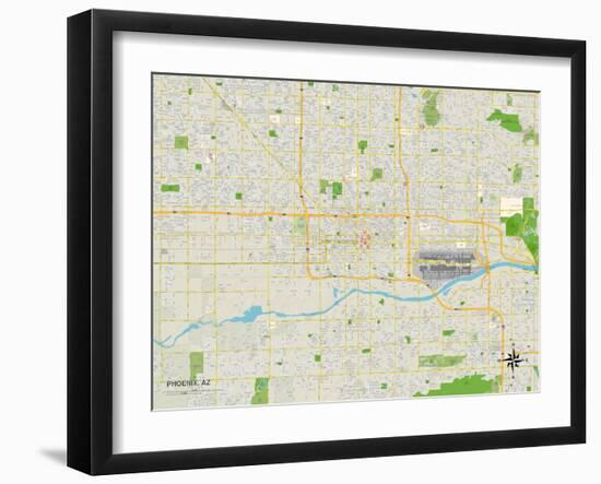 Political Map of Phoenix, AZ-null-Framed Art Print