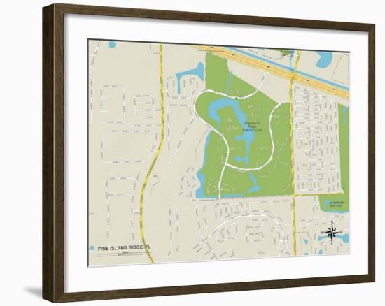 Political Map of Pine Island Ridge, FL-null-Framed Art Print