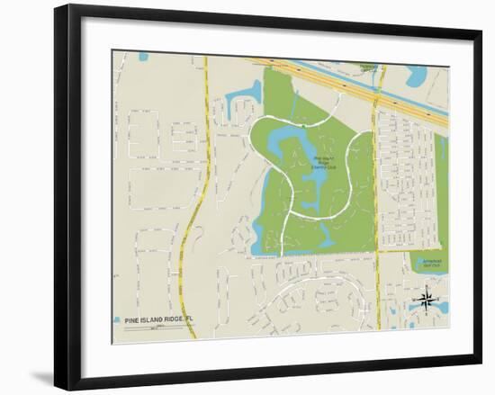 Political Map of Pine Island Ridge, FL-null-Framed Art Print