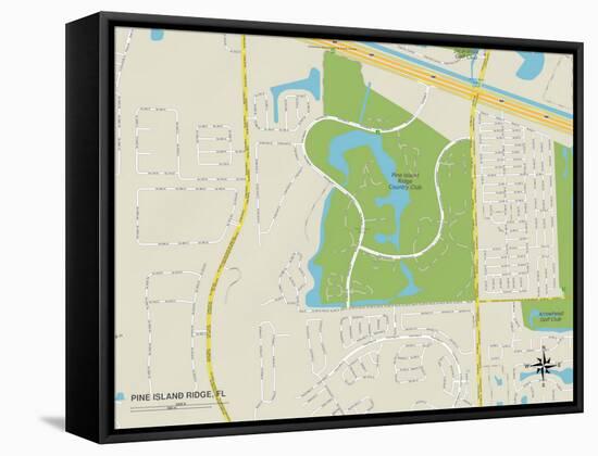 Political Map of Pine Island Ridge, FL-null-Framed Stretched Canvas