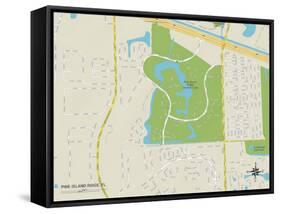 Political Map of Pine Island Ridge, FL-null-Framed Stretched Canvas