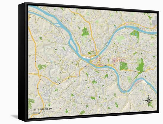 Political Map of Pittsburgh, PA-null-Framed Stretched Canvas