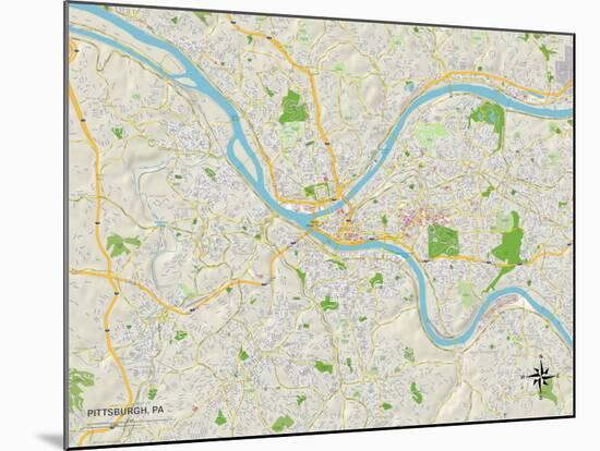 Political Map of Pittsburgh, PA-null-Mounted Art Print