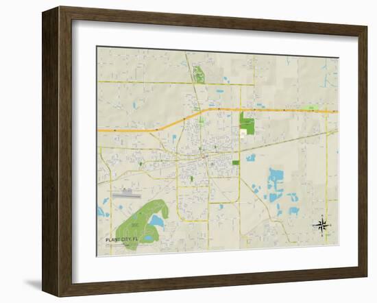 Political Map of Plant City, FL-null-Framed Art Print