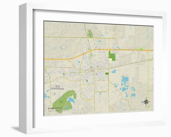Political Map of Plant City, FL-null-Framed Art Print