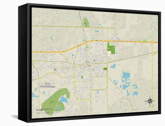 Political Map of Plant City, FL-null-Framed Stretched Canvas