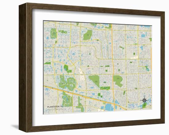 Political Map of Plantation, FL-null-Framed Art Print