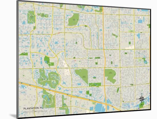 Political Map of Plantation, FL-null-Mounted Art Print