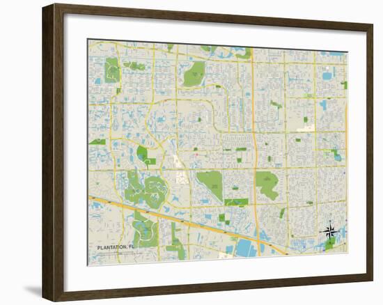 Political Map of Plantation, FL-null-Framed Art Print