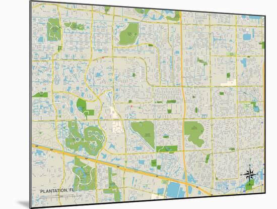 Political Map of Plantation, FL-null-Mounted Art Print