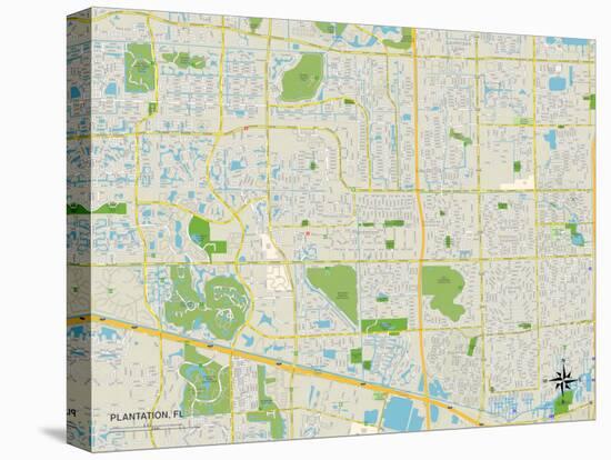 Political Map of Plantation, FL-null-Stretched Canvas