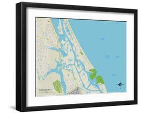 Political Map of Ponce Inlet, FL-null-Framed Art Print