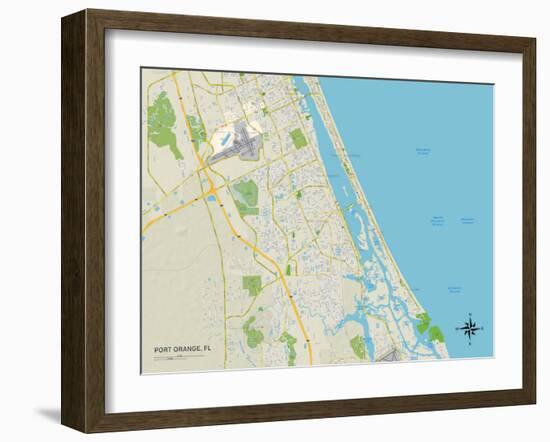 Political Map of Port Orange, FL-null-Framed Art Print