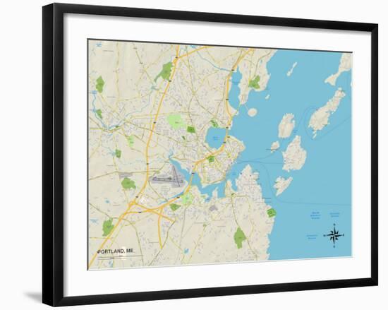 Political Map of Portland, ME-null-Framed Art Print