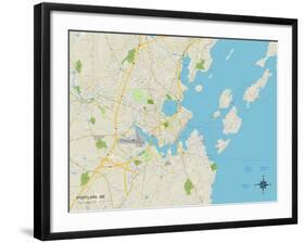 Political Map of Portland, ME-null-Framed Art Print