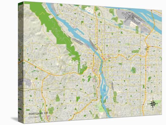 Political Map of Portland, OR-null-Stretched Canvas