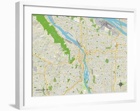 Political Map of Portland, OR-null-Framed Art Print