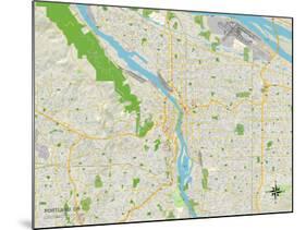 Political Map of Portland, OR-null-Mounted Art Print