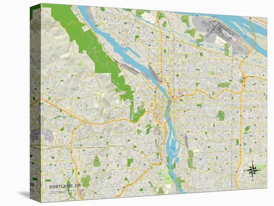 Political Map of Portland, OR-null-Stretched Canvas