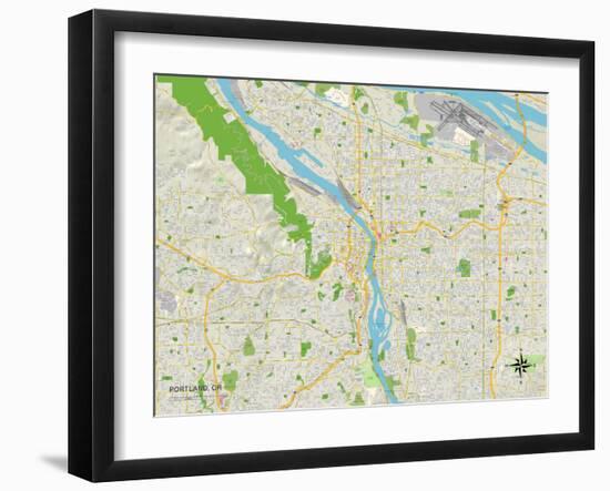 Political Map of Portland, OR-null-Framed Art Print