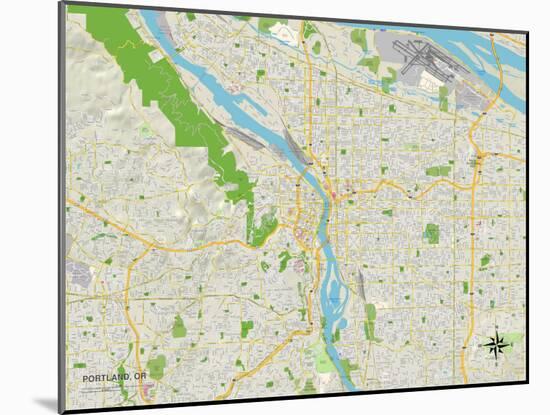 Political Map of Portland, OR-null-Mounted Art Print