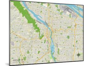 Political Map of Portland, OR-null-Mounted Art Print