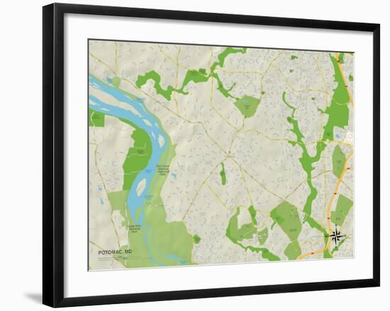 Political Map of Potomac, MD-null-Framed Art Print