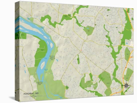 Political Map of Potomac, MD-null-Stretched Canvas